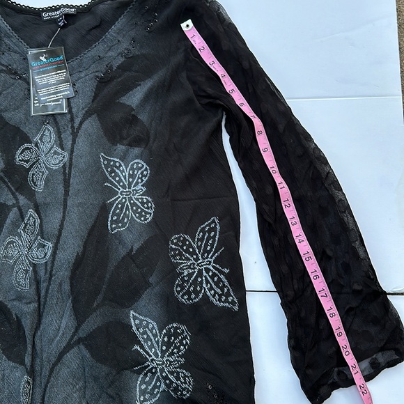 GREATER GOOD Handmade Midnight Butterfly Long Sleeve Tunic in Black - Picture 11 of 16
